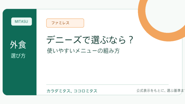 デニーズ ダイエット向けメニュー 使いやすい選び方と食事の組み方まと...の参考写真