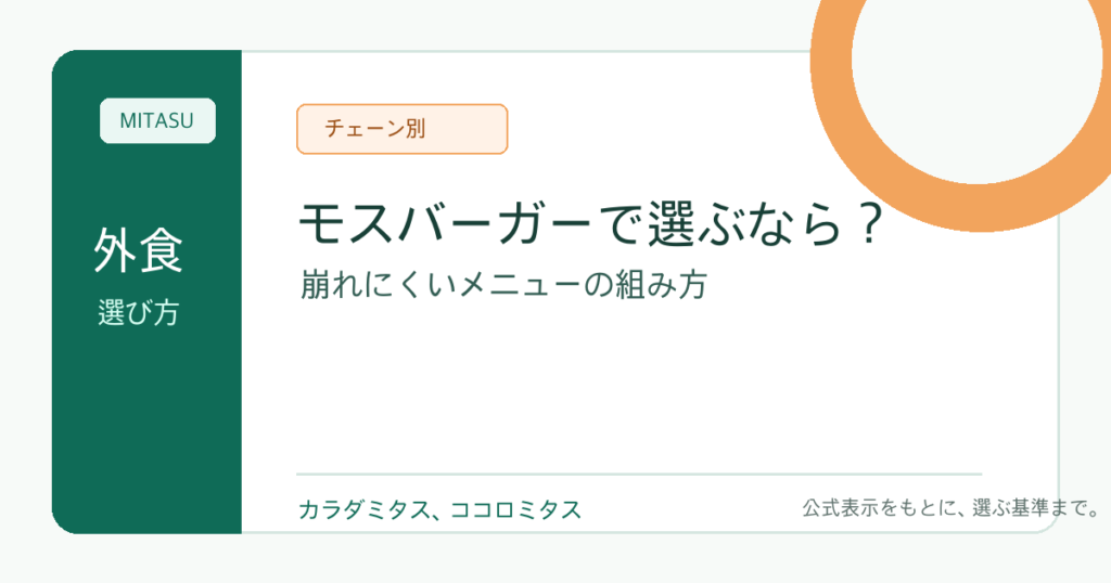 モスバーガー ダイエット向けメニュー 低カロリー・高たんぱくな選び方...のイメージ