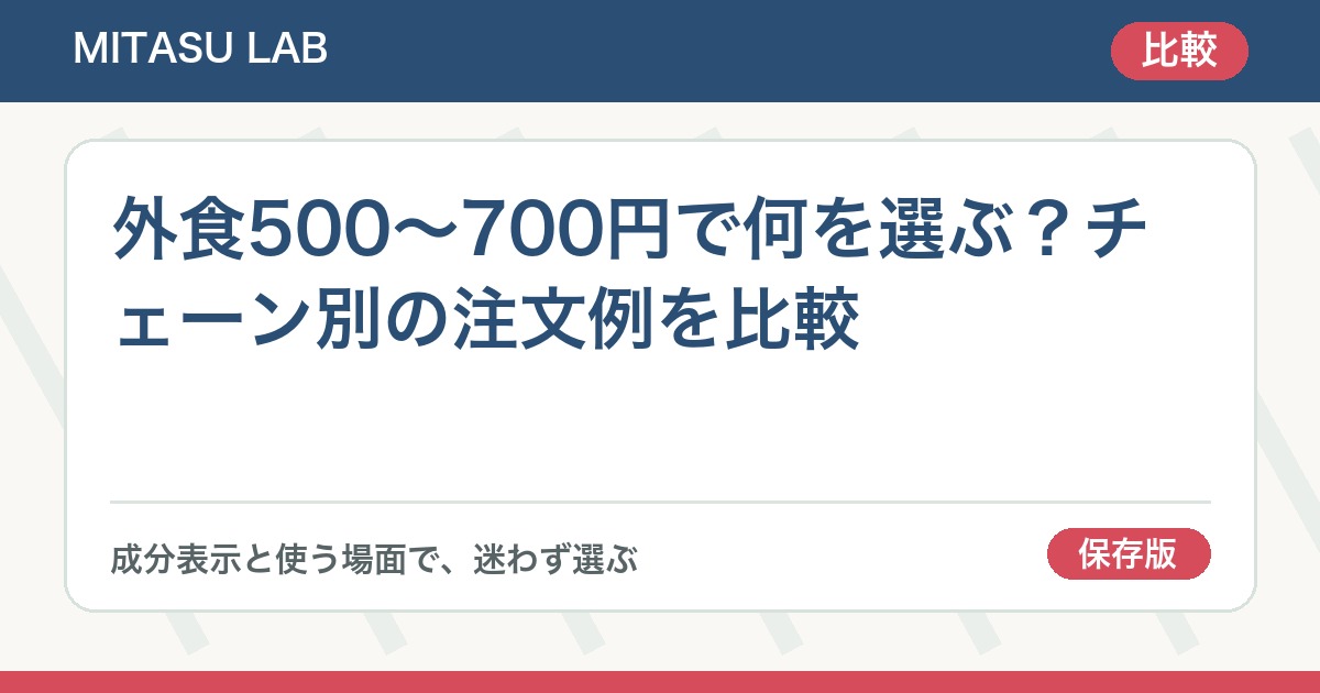 外食500〜700円で何を選ぶ？チェーン別の注文例を比較