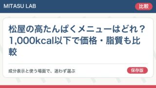 松屋の高たんぱくメニューはどれ?1,000kcal以下で価格・脂質も比較