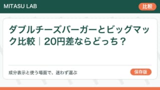ダブルチーズバーガーとビッグマック比較|20円差ならどっち?