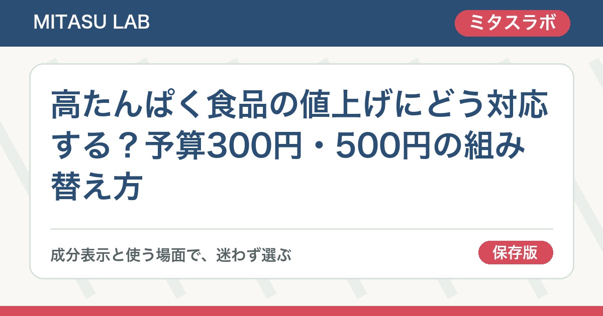 高たんぱく食品の値上げにどう対応する？予算300円・500円の組み替え方