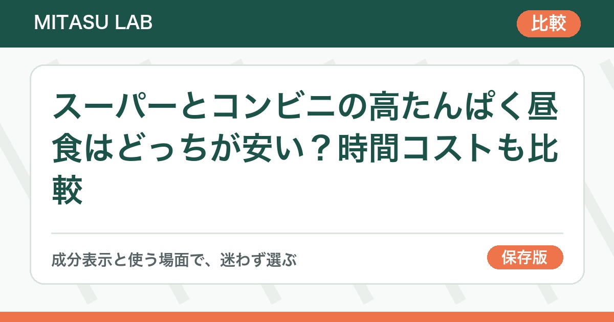 スーパーとコンビニの高たんぱく昼食はどっちが安い？時間コストも比較